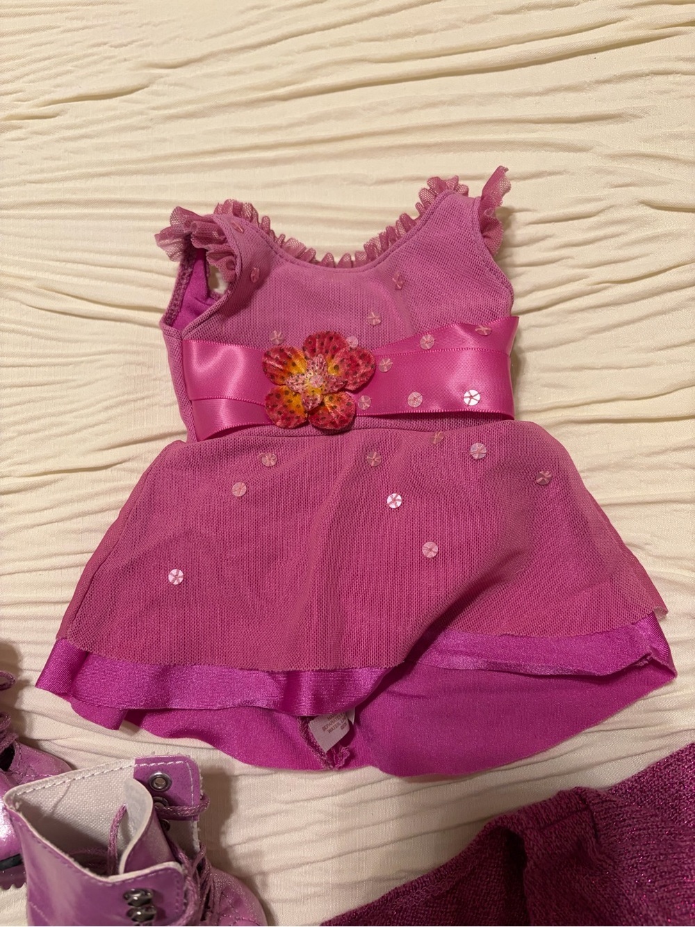American Girl Retired Ice Skating Outfit Pink Dress Skates Sweater Mia - Picture 2 of 4